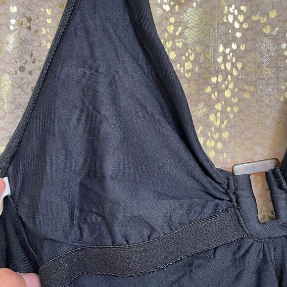 Helen John Black Halter Plunge Tortiose One Piece Swimsuit, Small - Picture 4 of 9